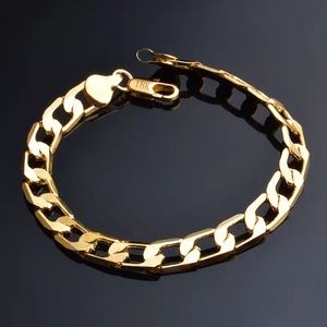 Charm 18K gold 925 Sterling Silver Bracelets Women men 8MM geometry 20CM Chain